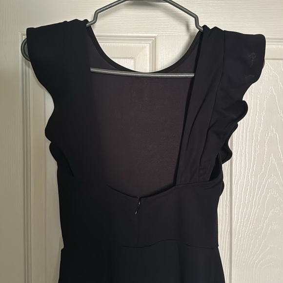 Lulus black ruffled wide leg jumpsuit. Worn once, perfect condition. - Picture 3 of 4